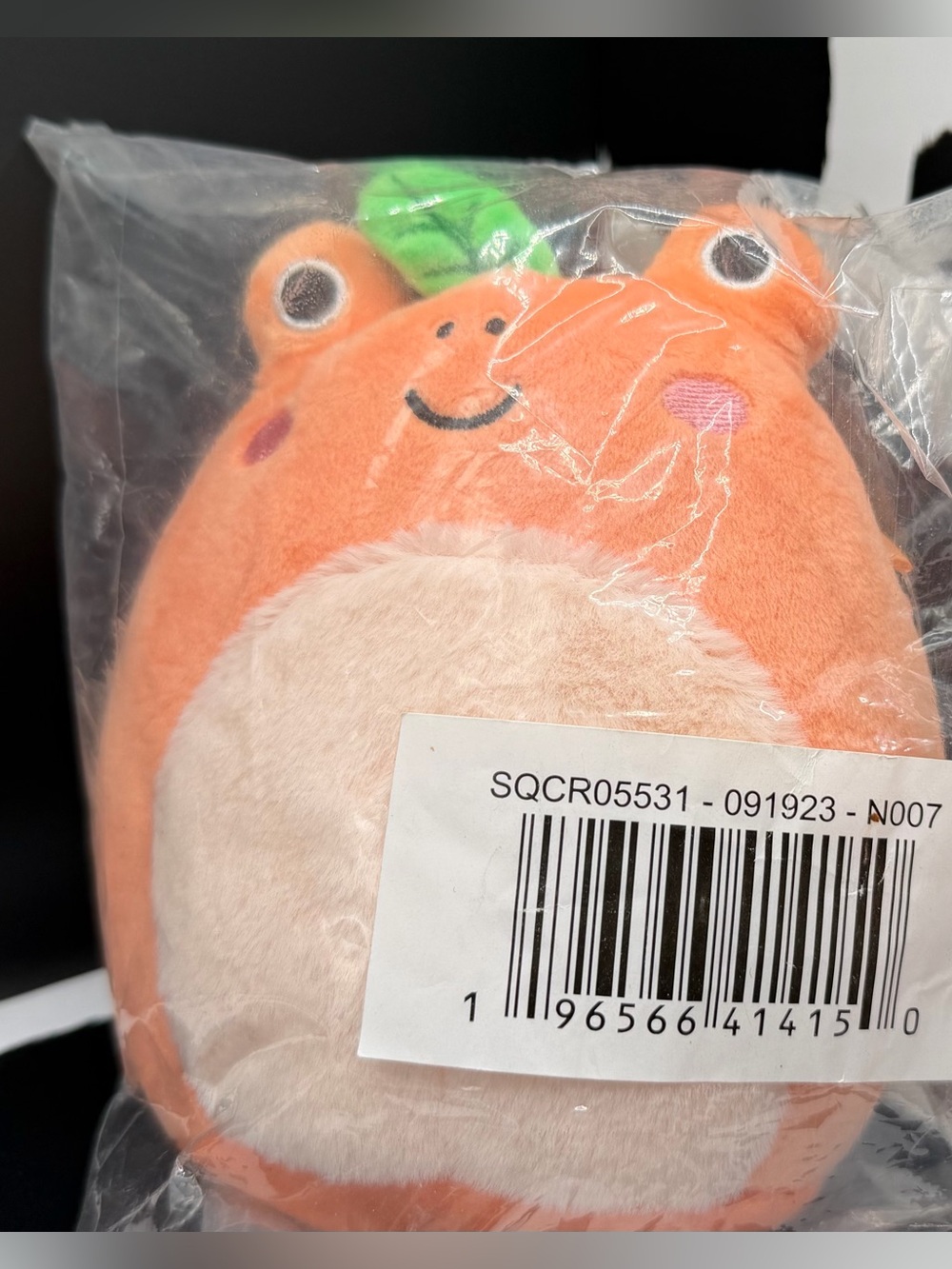 Fatima Peachy🍑 Plush Frog with Green Leaf Accent mini 5” Squishmallow